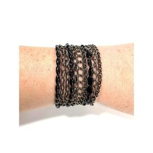 Bracelet Multi Strands Gunmetal Multiple Strands Toggle Clasp 6.5”